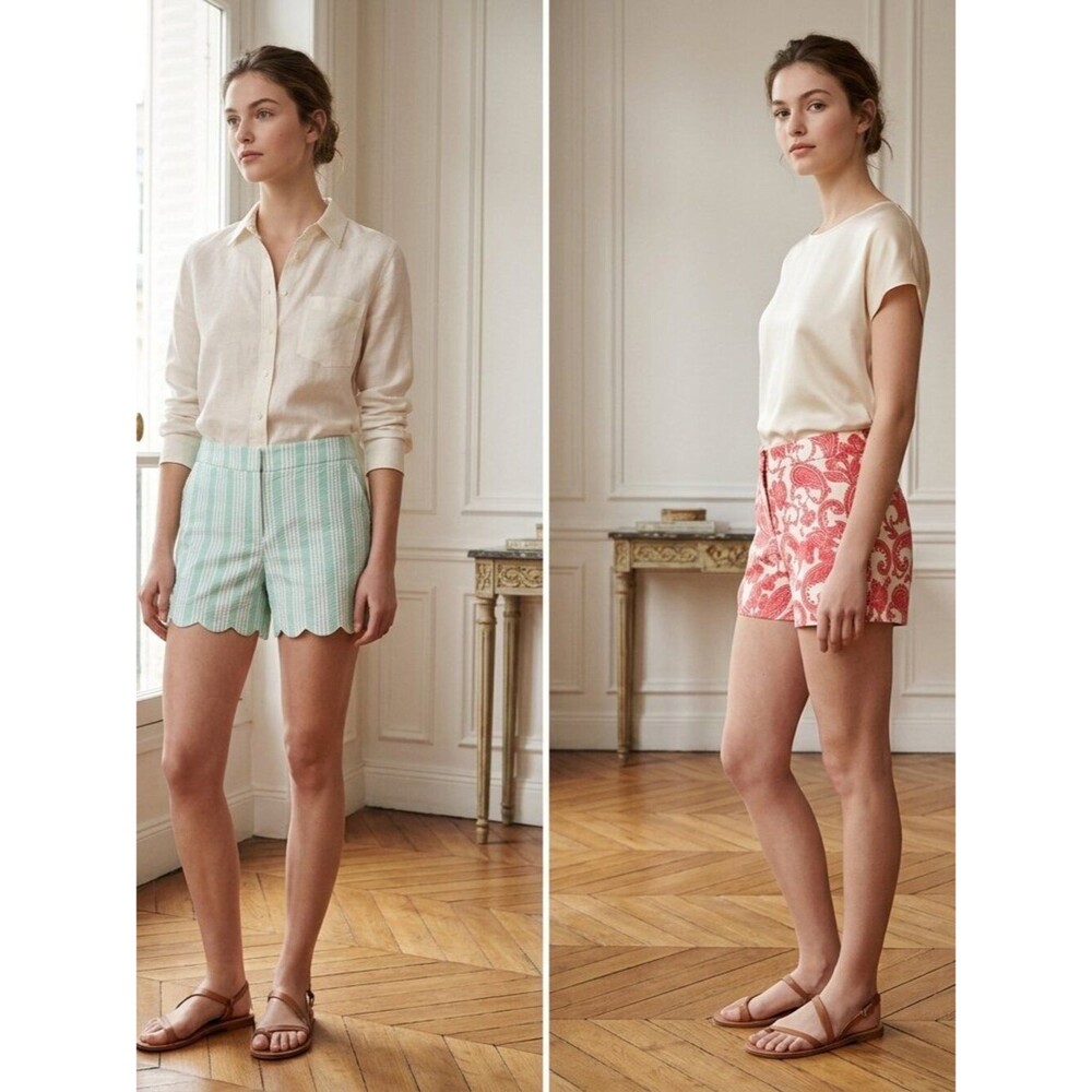 NWT Shorts Bundle Size 6 Kenji Paisley & Crown & Ivy Striped Scalloped Hem